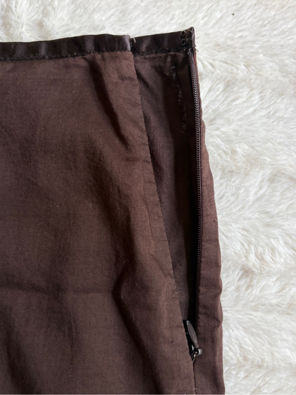 Ann Taylor Cotton Midi Skirt Size 0 Brown Floral Embroidered | Earthy Boho Fairy - Picture 7 of 9